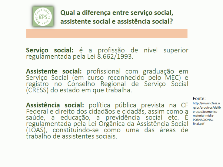 Serviço social é diferente de assistência social
